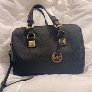 Michael Kors Black MK Signature Purse Satchel Duffle Bag